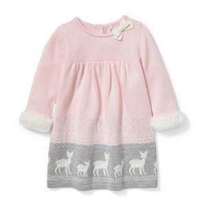 Janie and Jack Deer Border Sweater Dress NWOT